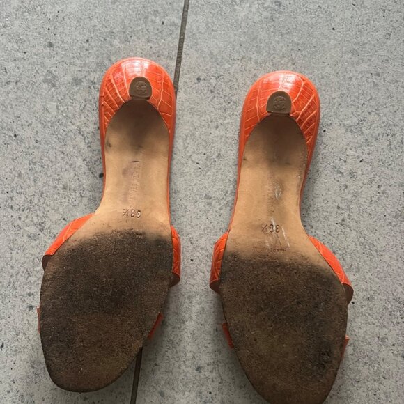 Manolo Blahnik CALLAMU orang ALLIGATOR CROCODILE mule - Picture 3 of 10